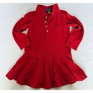 Polo Ralph Lauren Toddler Dress 2T Red Long Sleeve Polo Dress